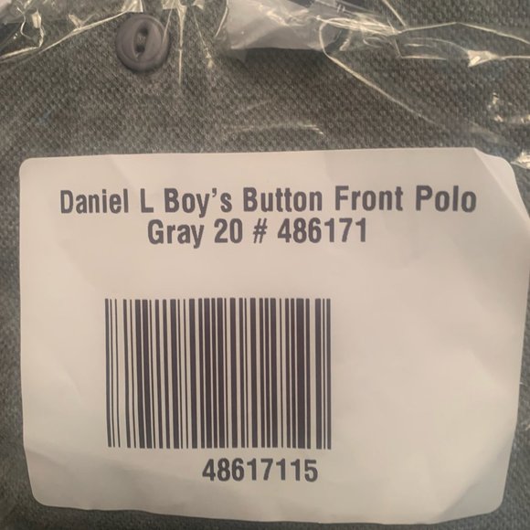 NWT DANIEL L BOY'S BUTTON FRONT‎ POLO SHIRT GRAY 20 - Picture 4 of 5